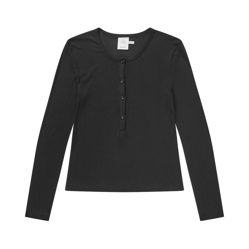 Grace Button langærmet t-shirt - sort